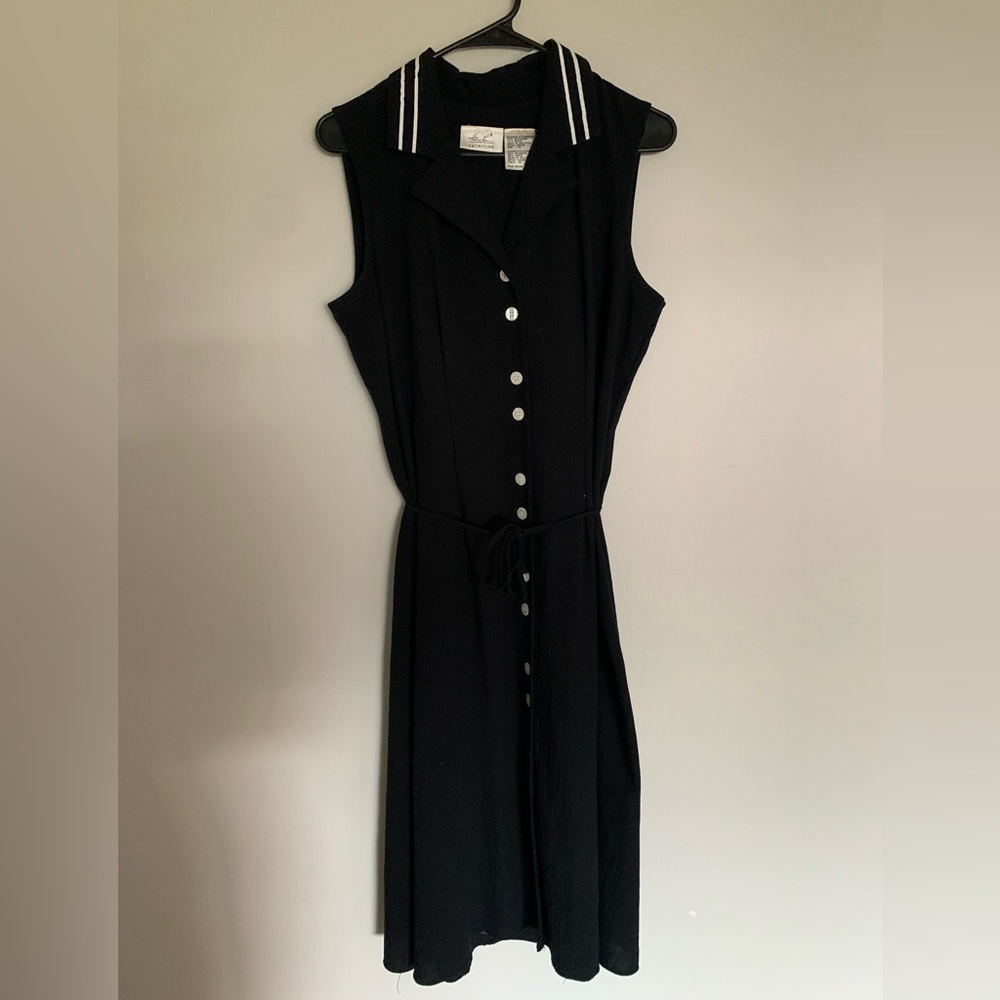Kathie Lee Collection Women’s Sleeveless Tie Waist Button Down Dress Size 10